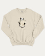 Vintage Spooky Cat graphic pullover with vintage cat ghost print, funny and vintage graphic for everyday wear. Perfect funny Halloween gifts for friends and family. Natural pullover.