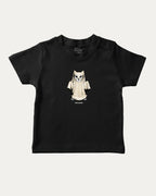 Vintage Spooky Cat graphic t-shirt with bold and humorous print, funny and trendy graphic. Perfect funny Halloween gifts for friends and family. Black shirt.