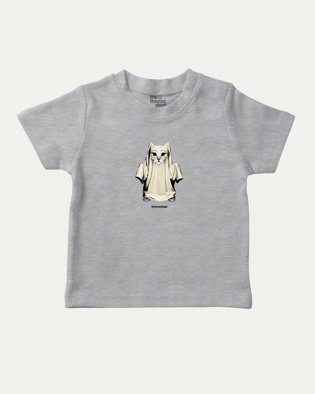Vintage Spooky Cat graphic t-shirt with bold and humorous print, funny and trendy graphic. Perfect funny Halloween gifts for friends and family. Heather Grey shirt.