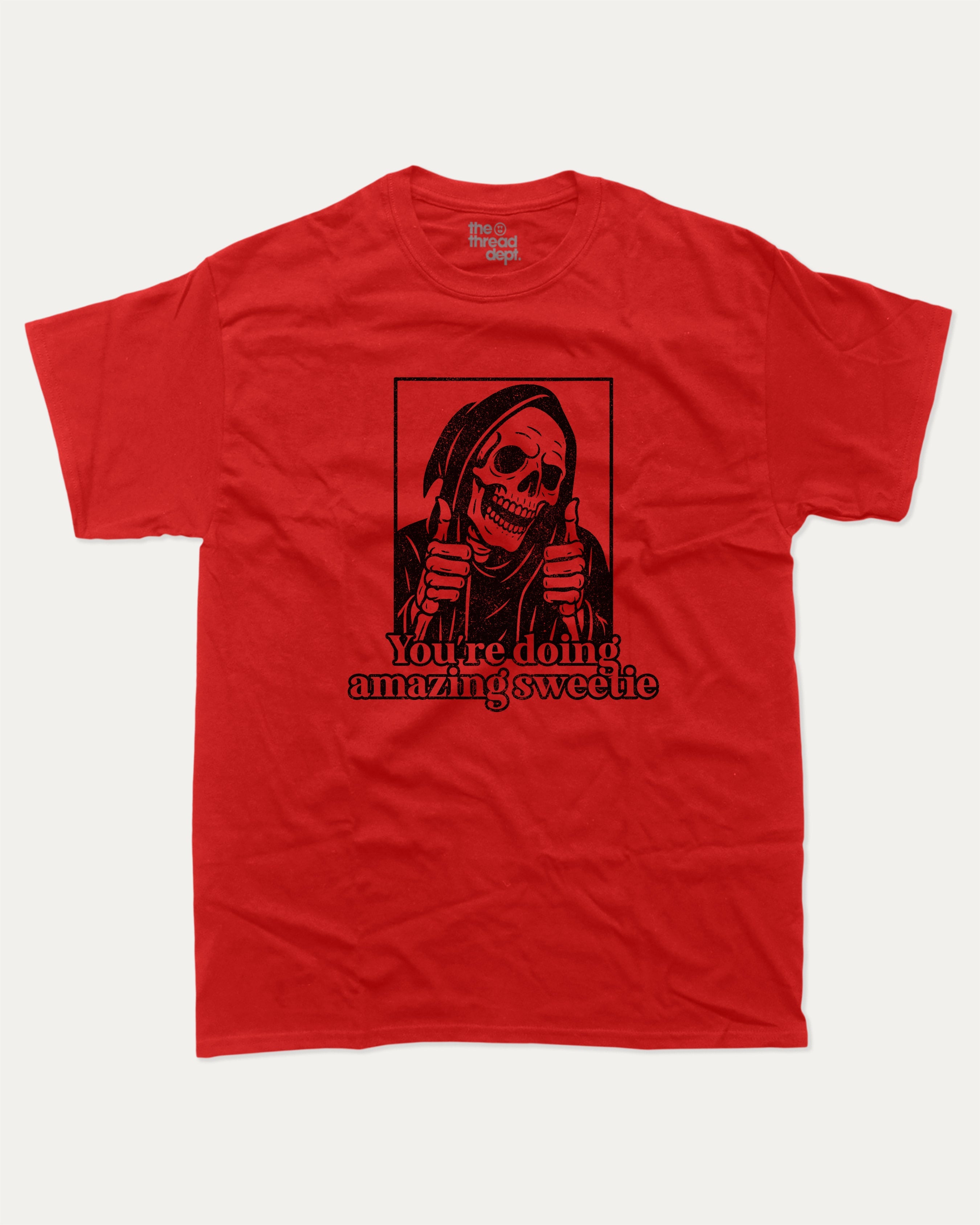 Youre Doing Amazing graphic t-shirt, perfect for adults. A must-have funny tee, Halloween Graphic Tee, Halloween Gift T shirt, unique gift idea. Red.