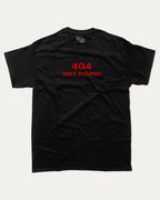 404 Not Found graphic t-shirt, perfect for adults. A must-have retro tee, trending meme shirt, unique gift idea. Black.