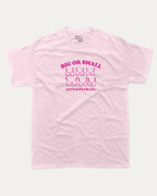 Big Or Small graphic tee with breast cancer awareness print, funny and trendy graphic. Perfect for adults and gift-giving. Pink shirt.