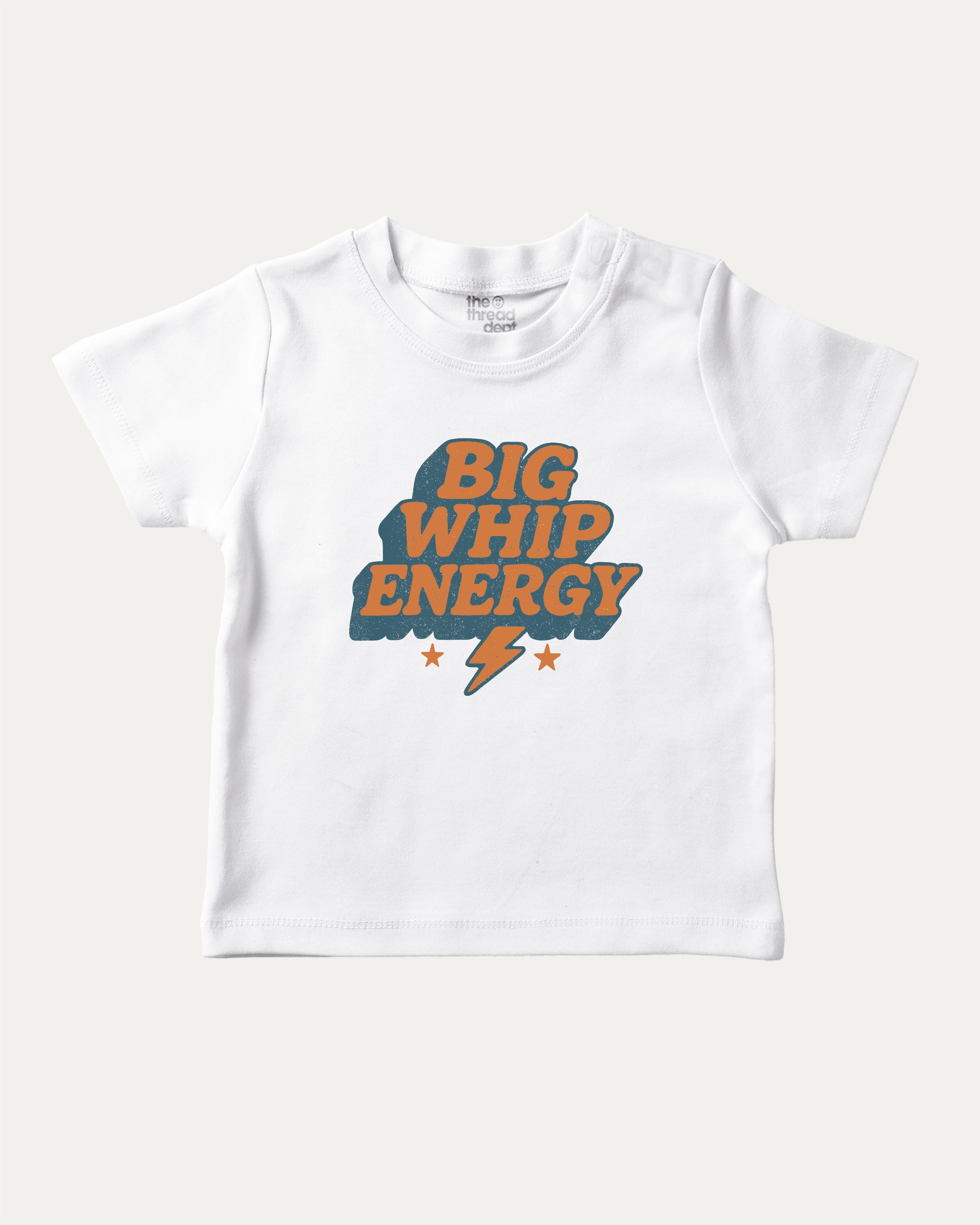 Big Whip Energy graphic tee with bold and humorous print, funny and trendy graphic. Perfect for adults and gift-giving. White shirt.
