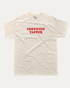 Certified Yapper graphic tee with bold and humorous print, funny and trendy meme graphic. Perfect for adults and gift-giving. Cream shirt.