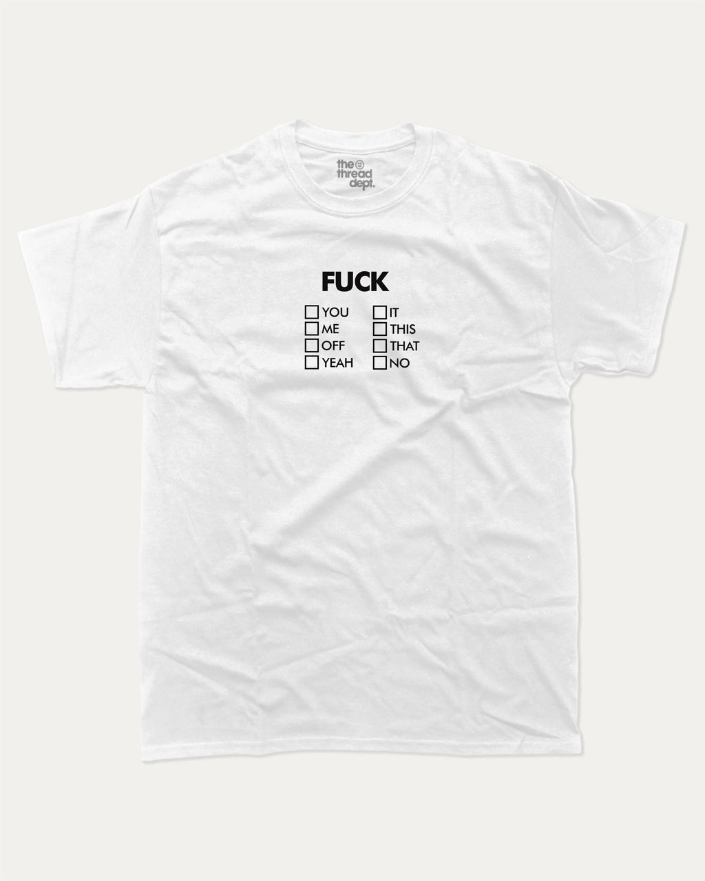 Check Box graphic t-shirt, perfect for adults. A must-have funny tee, trending meme shirt, unique gift idea. White.