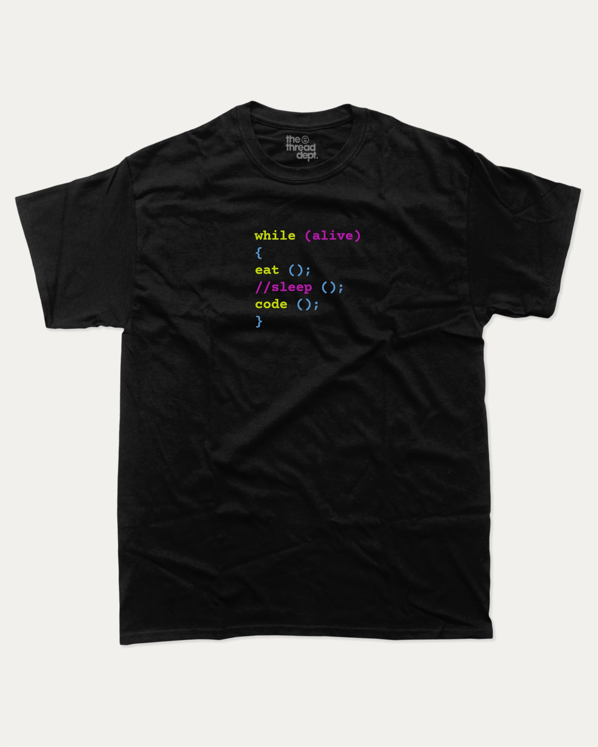 Coding screen graphic t-shirt, perfect for adults. A must-have funny tee, trending meme shirt, unique gift idea. Black.