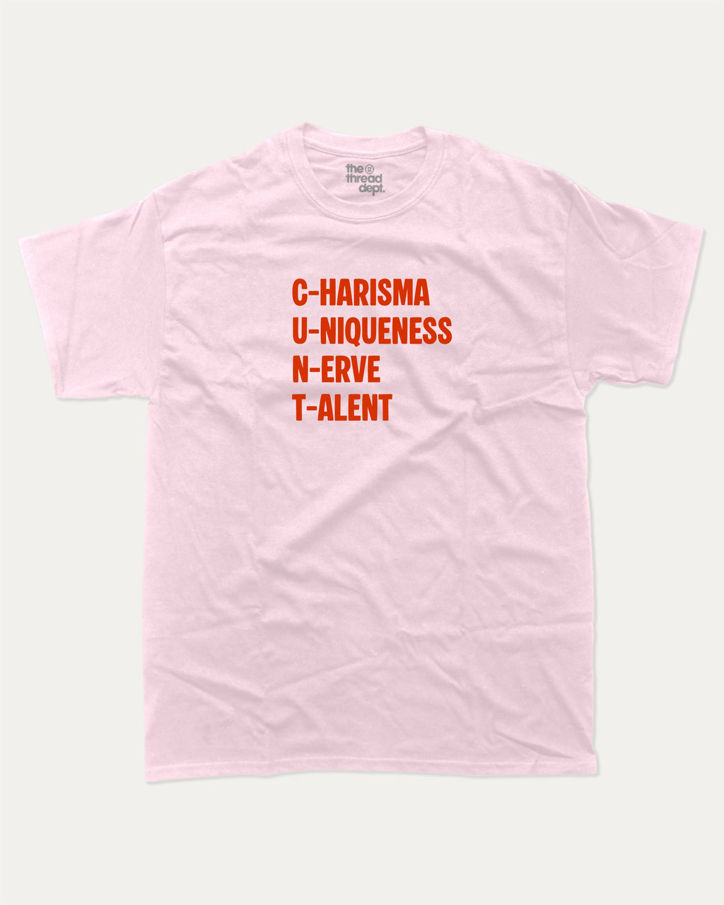 CUNT graphic tee with bold and humorous print, funny and trendy graphic. Perfect for adults and gift-giving. Pink shirt.