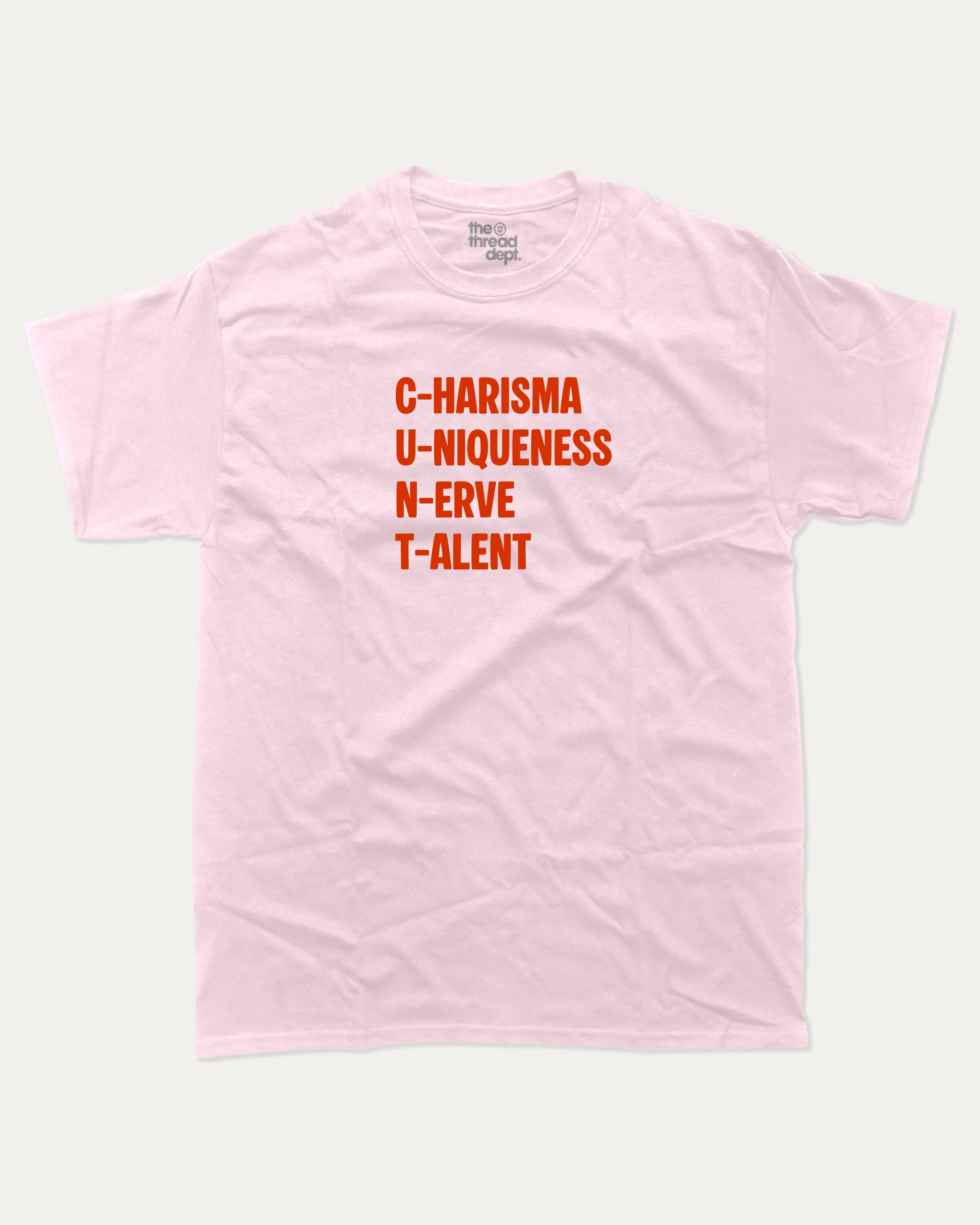 CUNT graphic tee with bold and humorous print, funny and trendy graphic. Perfect for adults and gift-giving. Pink shirt.