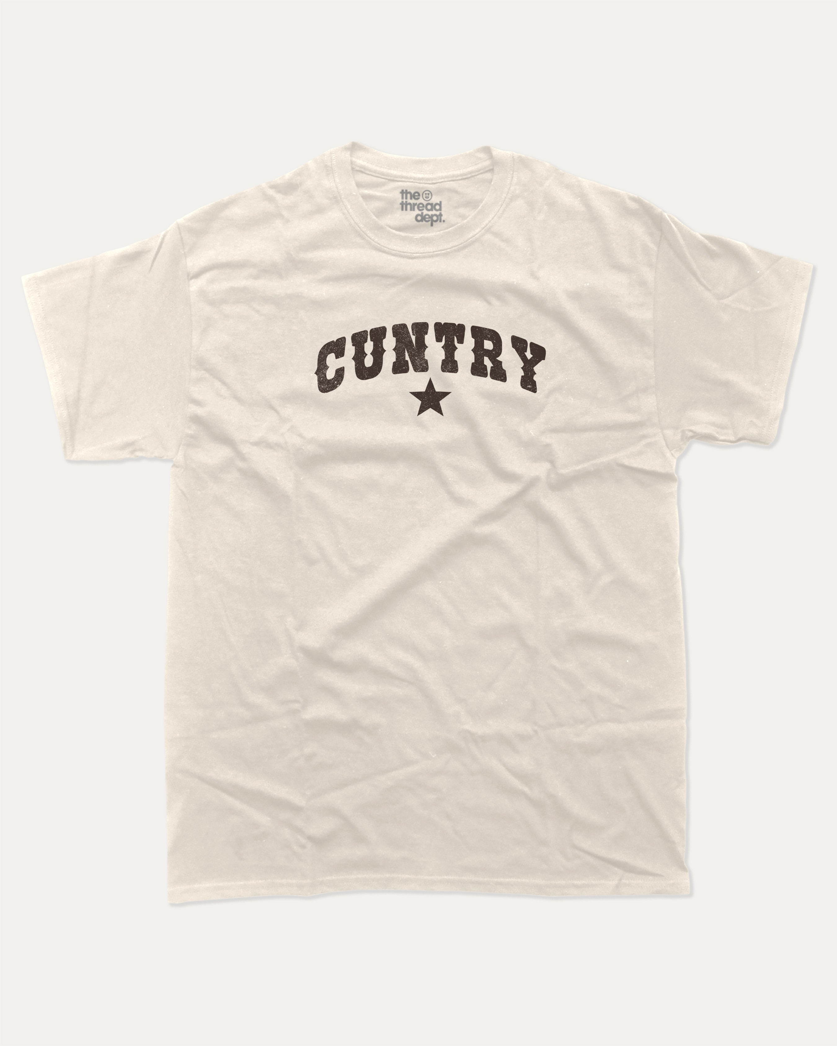 Cuntry graphic tee with bold and humorous print, Pun Graphic T shirt, Pun words tee, Funny Pun Graphic tees, funny and trendy graphic. Perfect for adults and gift-giving. Cream shirt.