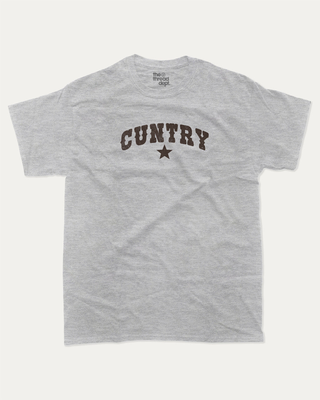 Cuntry graphic tee with bold and humorous print, Pun Graphic T shirt, Pun words tee, Funny Pun Graphic tees, funny and trendy graphic. Perfect for adults and gift-giving. Heather Grey shirt.