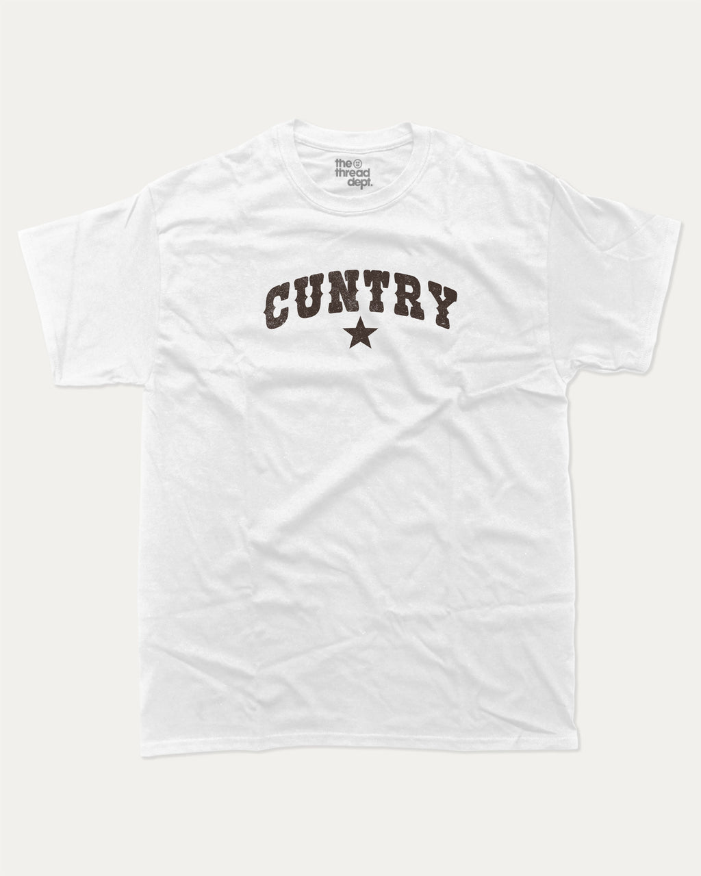 Cuntry graphic tee with bold and humorous print, Pun Graphic T shirt, Pun words tee, Funny Pun Graphic tees, funny and trendy graphic. Perfect for adults and gift-giving. White shirt.