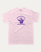 Disappointments all of you graphic tee with bold and humorous print, funny and trendy graphic. Perfect for adults and gift-giving. Pink shirt.