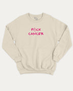 Fuck Cancer graphic sweatshirt with funny breast cancer awareness print, warm and cozy graphic for everyday wear. Perfect for adults and gift-giving. Natural pullover.