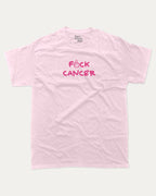 Fuck Cancer graphic tee with funny cancer print, funny and trendy graphic. Perfect for adults and gift-giving. Pink shirt.