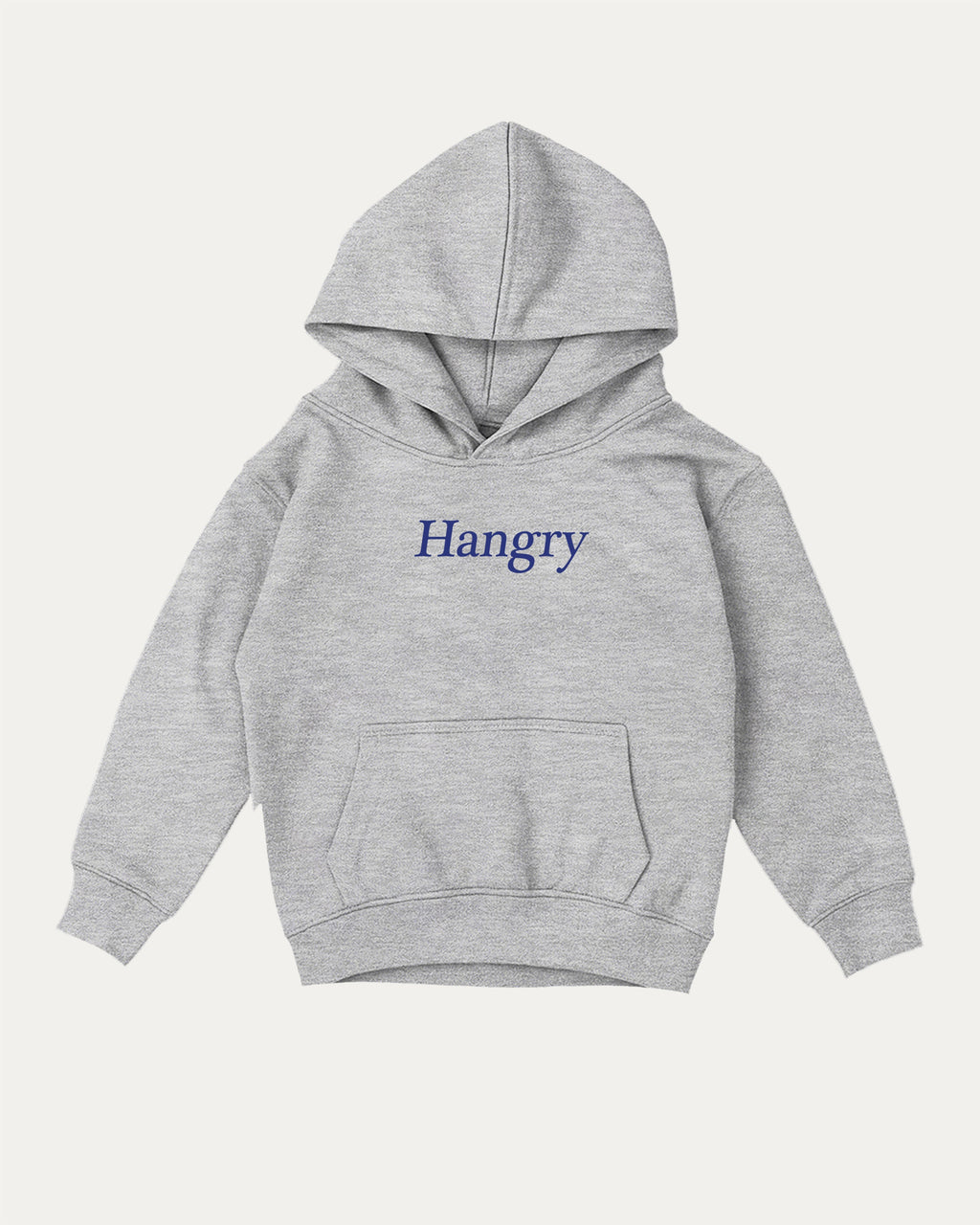 Hangry kids graphic hoodie with cozy fit and fun design, perfect for school, play, and gifting. Heather Grey kids sweater.