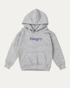 Hangry kids graphic hoodie with cozy fit and fun design, perfect for school, play, and gifting. Heather Grey kids sweater.