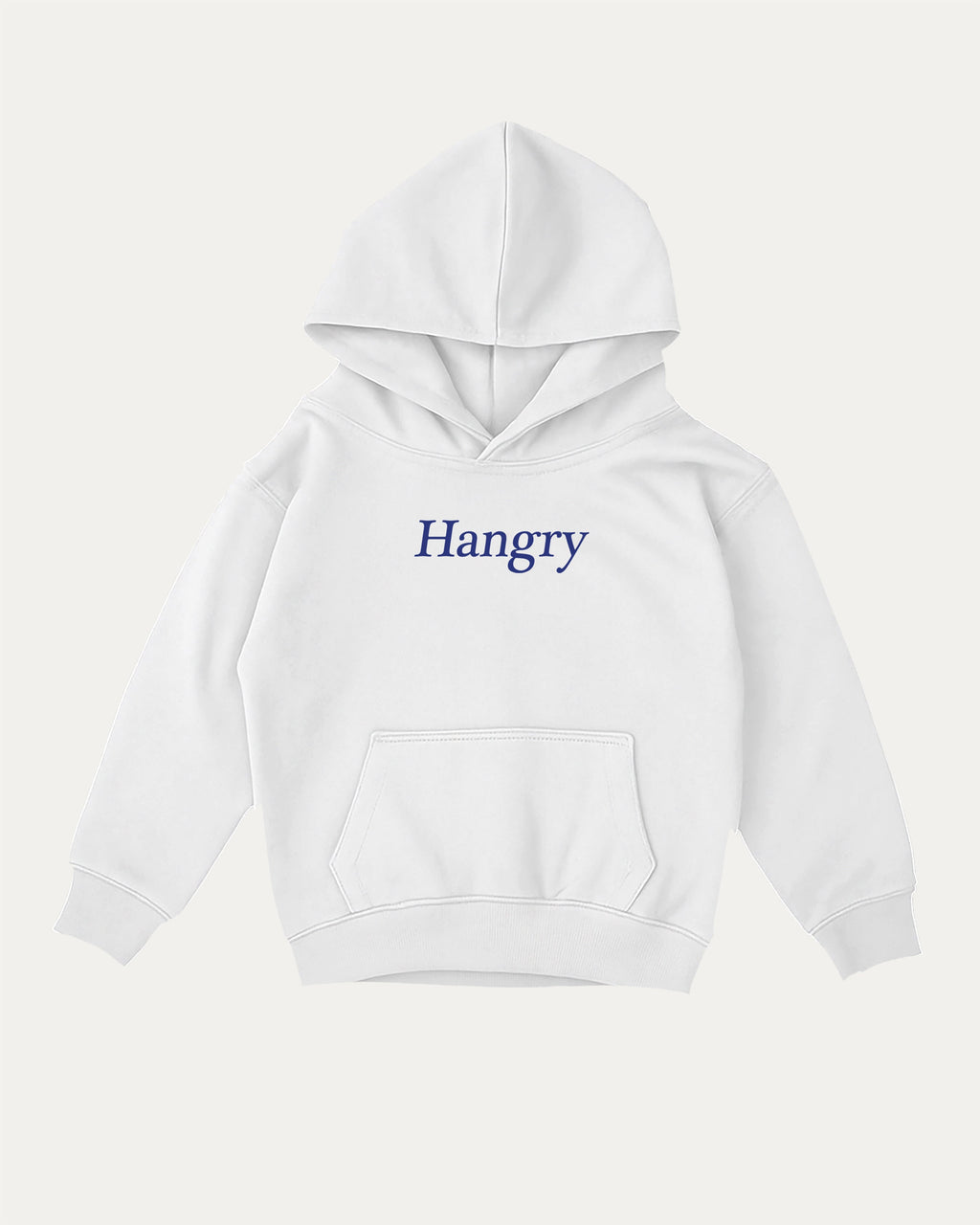 Hangry kids graphic hoodie with cozy fit and fun design, perfect for school, play, and gifting. White kids sweater.