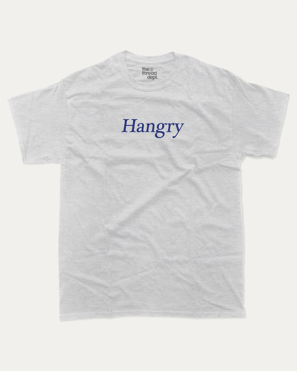 Hangry graphic tee with bold and humorous print, funny and trendy graphic. Perfect for adults and gift-giving. Ash Grey shirt.