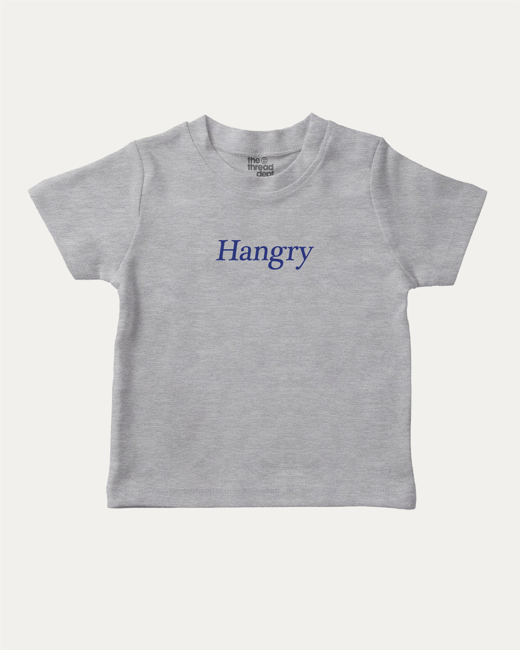 Hangry graphic tee with bold and humorous print, funny and trendy graphic. Perfect for adults and gift-giving. Heather Grey shirt.