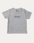 Hangry graphic tee with bold and humorous print, funny and trendy graphic. Perfect for adults and gift-giving. Heather Grey shirt.