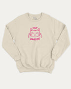 Hey Cancer graphic sweatshirt with bold and humorous print, warm and cozy graphic for everyday wear. Perfect for breast cancer awareness. Natural pullover.