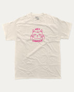 Hey Cancer graphic tee with bold and humorous print, funny and trendy graphic. Perfect for breast cancer awareness. Cream shirt.