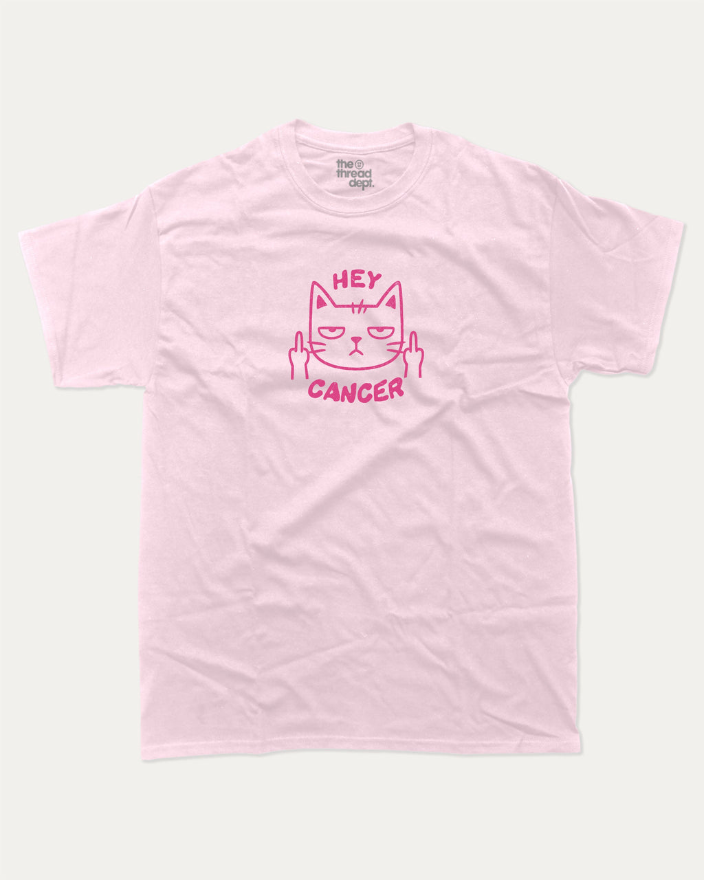 Hey Cancer graphic tee with bold and humorous print, funny and trendy graphic. Perfect for breast cancer awareness. Pink shirt.