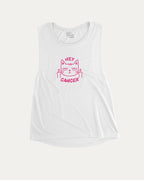 Hey Cancer women_ graphic muscle tee with trendy and empowering graphic, ideal for layering or workouts. Funny gift for her. White muscle top.