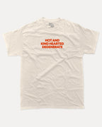 Hot and kind hearted degenerate graphic tee with bold and humorous print, funny and trendy graphic. Perfect for adults and gift-giving. Cream shirt.