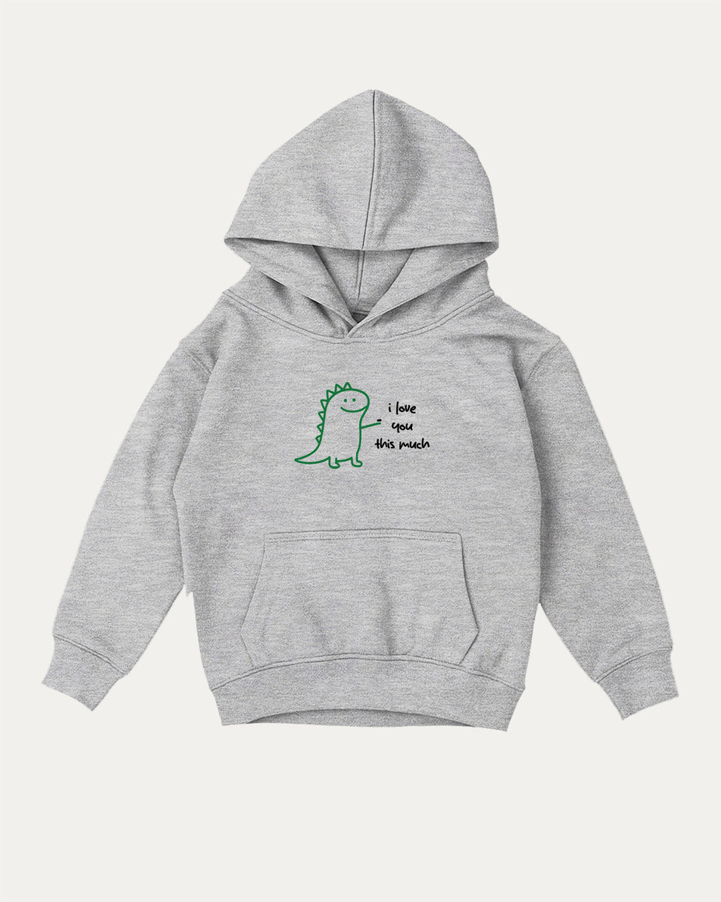 I Love You This Much kids graphic hoodie with cozy fit and fun design, perfect for school, play, and gifting. Heather Grey kids sweater.