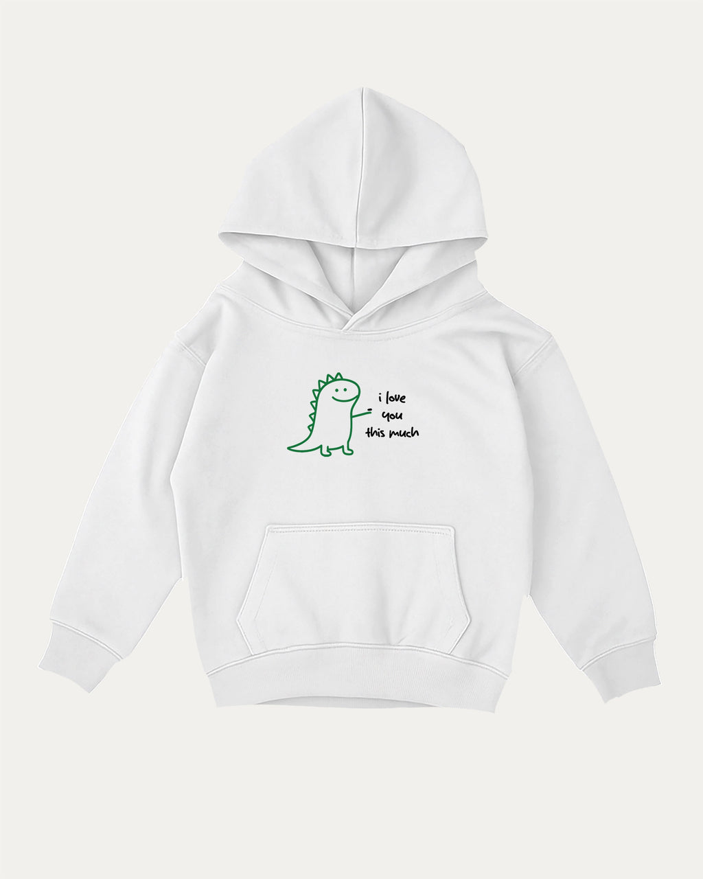 I Love You This Much kids graphic hoodie with cozy fit and fun design, perfect for school, play, and gifting. White kids sweater.