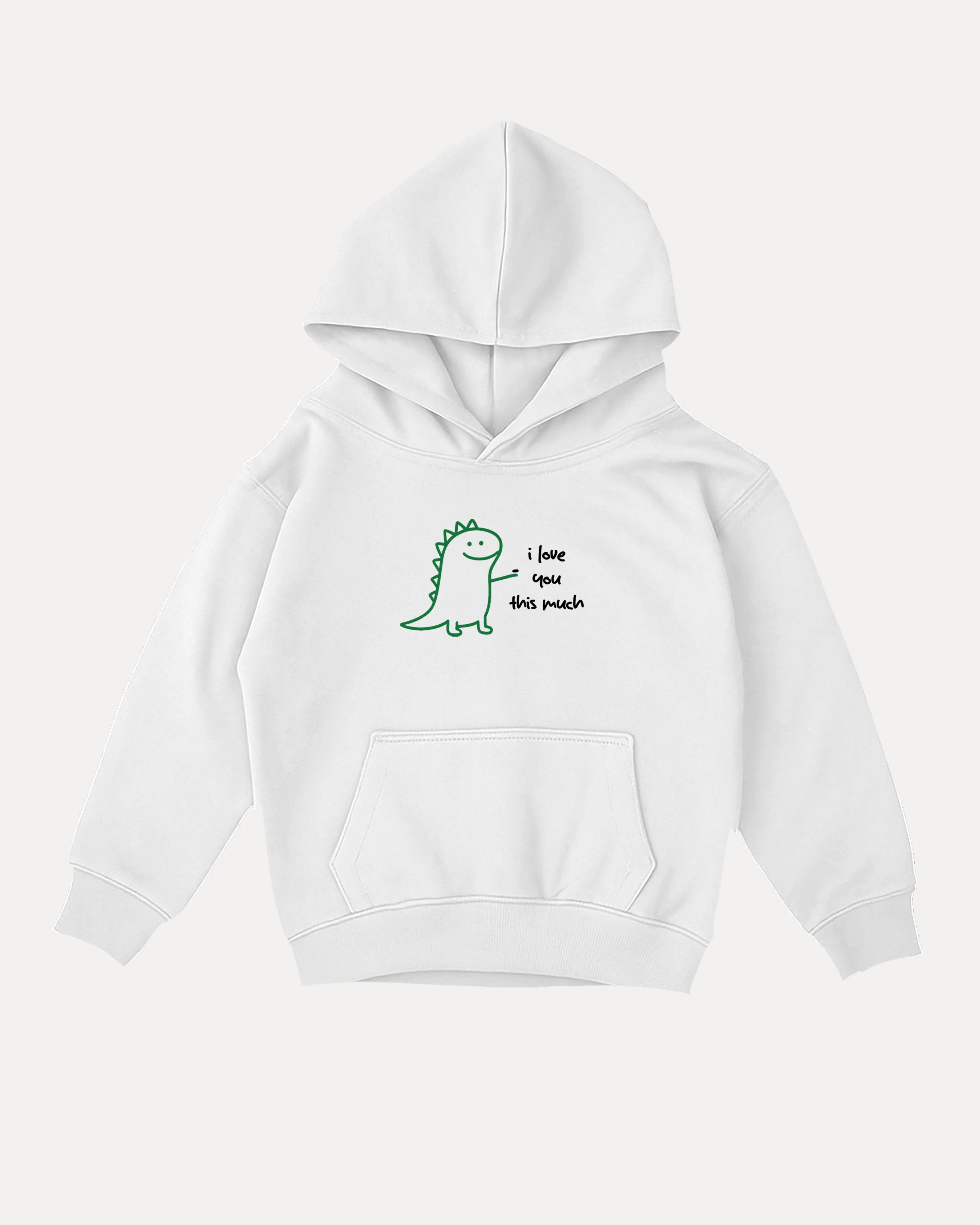 I Love You This Much kids graphic hoodie with cozy fit and fun design, perfect for school, play, and gifting. White kids sweater.