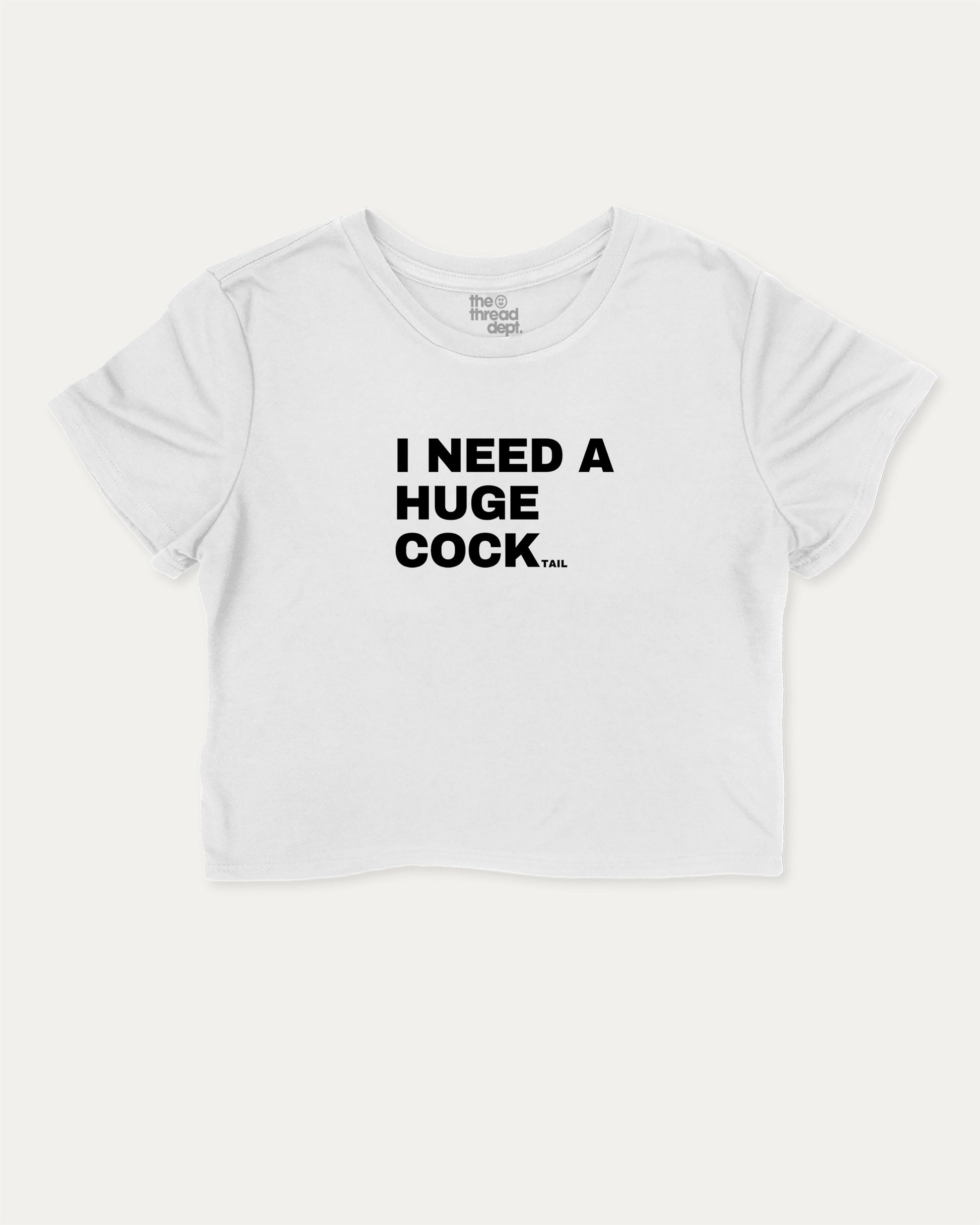 I Need A Huge Cocktail cute and trendy crop tee with nostalgic graphic, perfect for women. Funny drinks crop t shirt, ideal for daily outfits and casual days. White crop tee