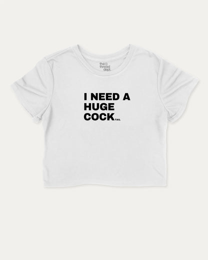 I Need A Huge Cocktail cute and trendy crop tee with nostalgic graphic, perfect for women. Funny drinks crop t shirt, ideal for daily outfits and casual days. White crop tee
