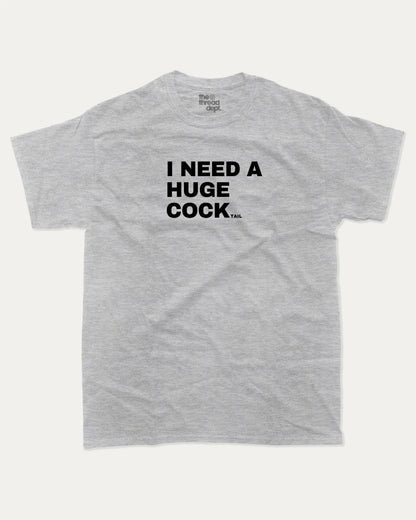 I Need A Huge Cocktail graphic t-shirt, perfect for adults. Funny cocktail tee, trending meme shirt, unique gift idea. Heather Grey.