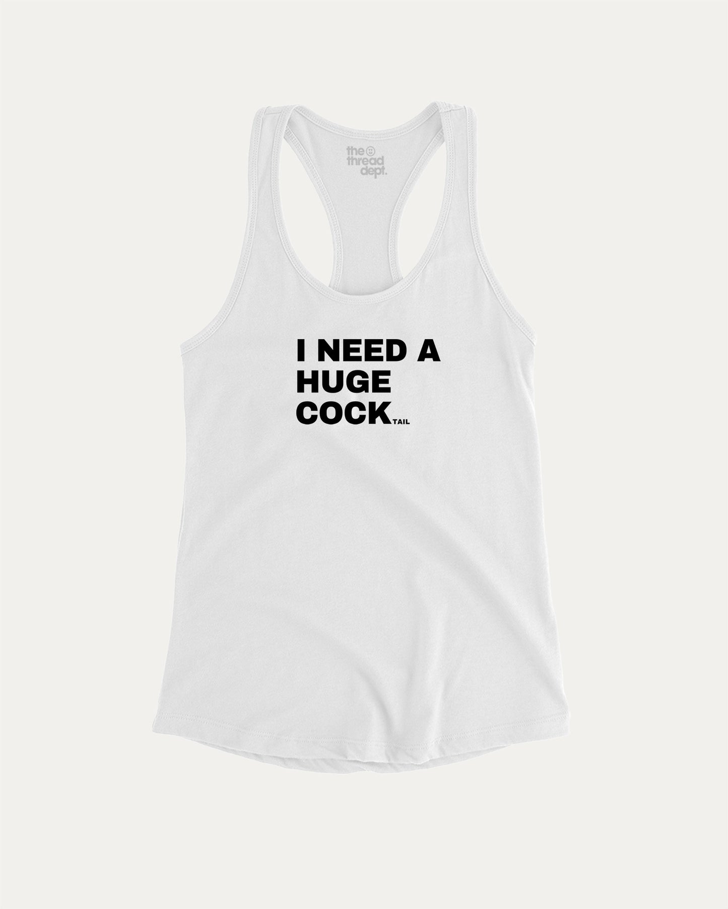 I Need A Huge Cocktail soft and bold women_ tank with sarcastic funny slogan, perfect for sunny days. Cocktail comfy tank, great for casual looks and layering. White tank top