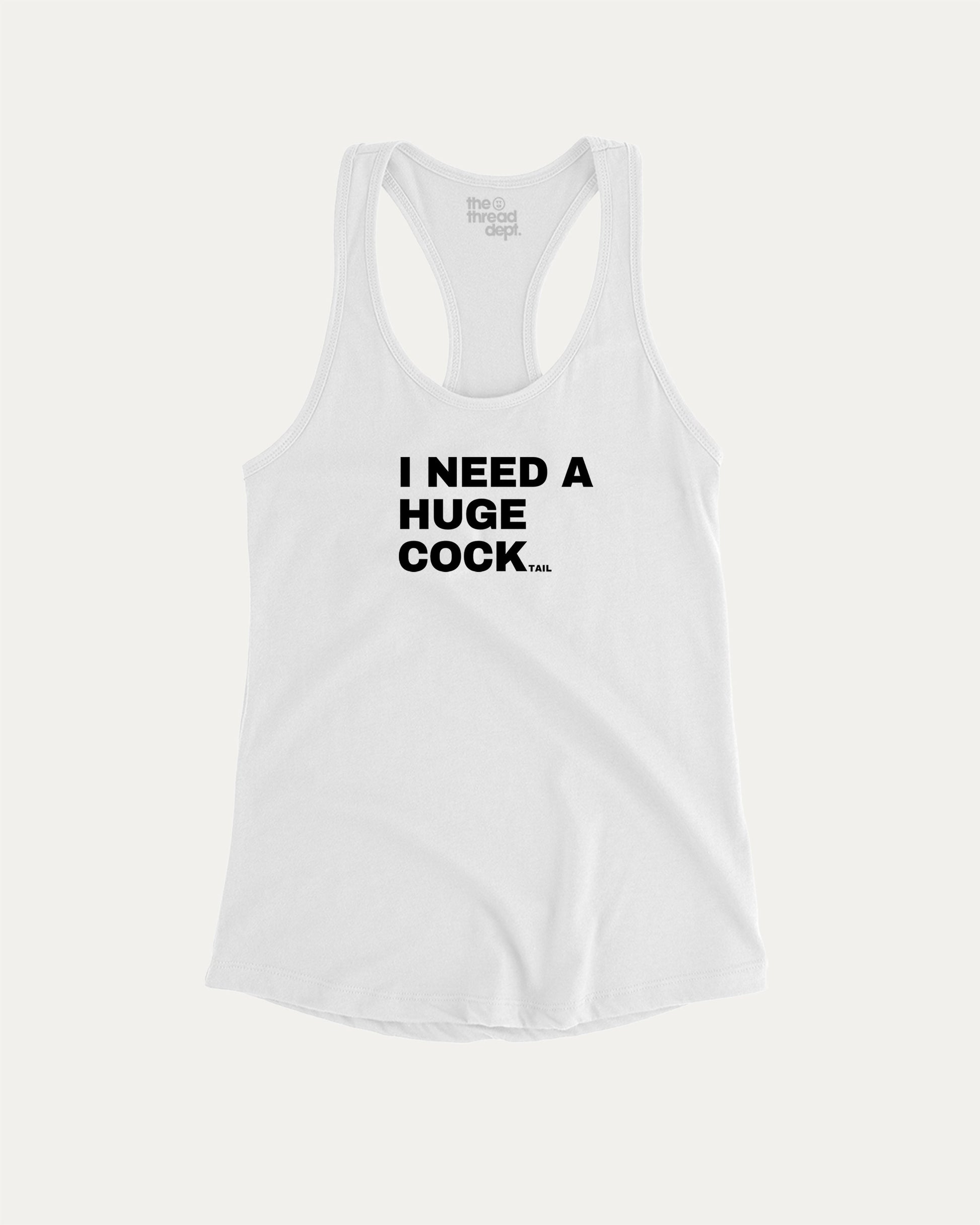 I Need A Huge Cocktail soft and bold women_ tank with sarcastic funny slogan, perfect for sunny days. Cocktail comfy tank, great for casual looks and layering. White tank top