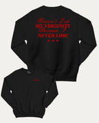 I Never Lose graphic sweatshirt with bold and humorous print, warm and cozy graphic for everyday wear. Perfect for adults and gift-giving. Black pullover.