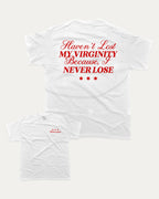 I Never Lose graphic tee with bold and humorous print, funny and trendy graphic. Pun words Graphic T shirt, Funny Pun Graphic T shirt, Retro Inspired Graphic T shirt,  Perfect for adults and gift-giving. White shirt.