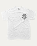 Insecurity Guard graphic tee with bold and humorous print, funny security graphic. Perfect for adults and gift-giving. White shirt.