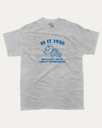 Is it 1930 graphic tee with bold and humorous print, funny and trendy graphic. Perfect for adults and gift-giving. Heather Grey shirt.