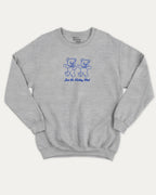 Just Be Kind graphic sweatshirt with bold and humorous print, warm and cozy graphic for everyday wear. Perfect for adults and gift-giving. Heather Grey pullover.