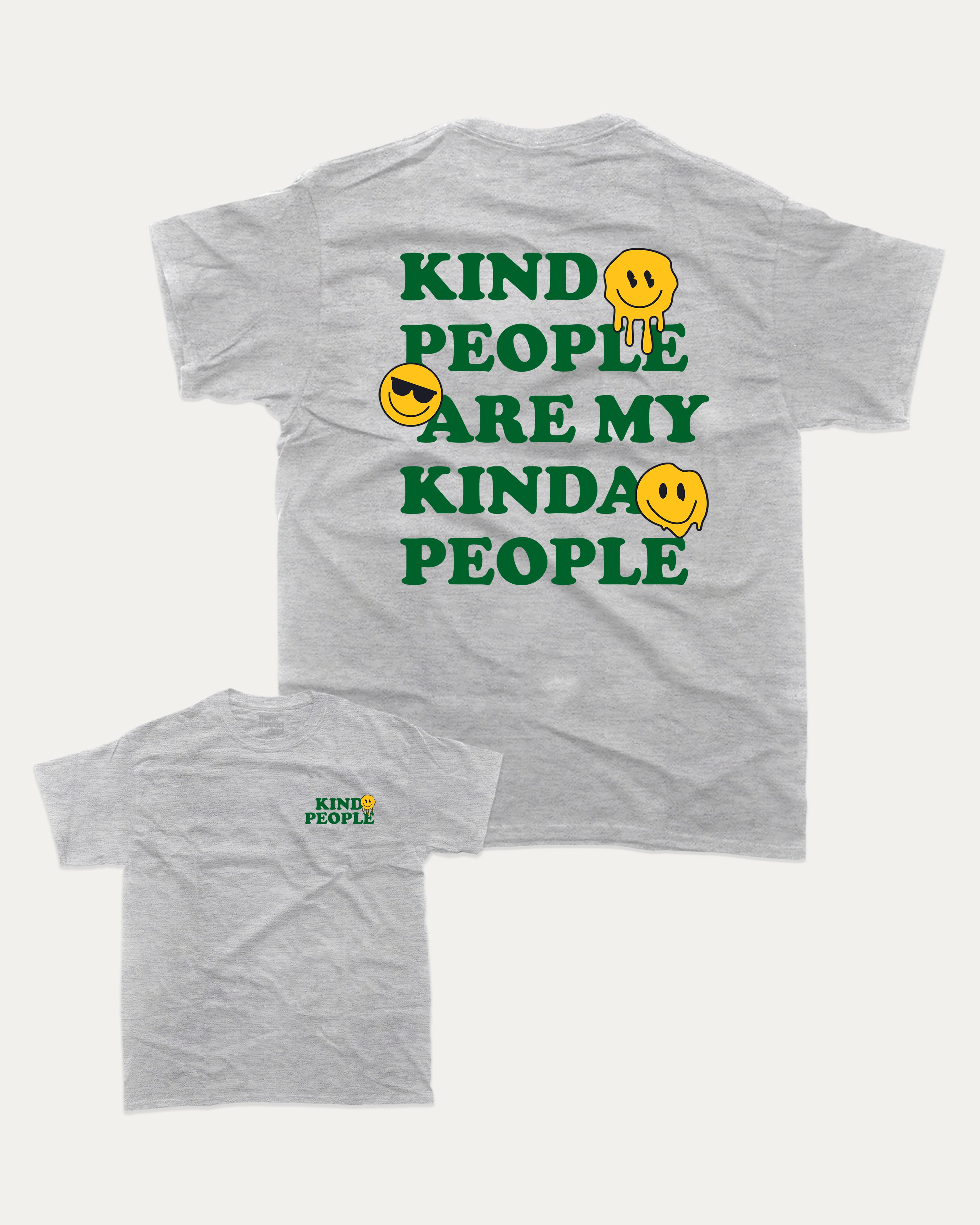 Kind People graphic t-shirt, Funny Pun T shirt, Pun Word T shirt, A must-have funny tee, trending meme shirt, unique gift idea. Heather Grey.
