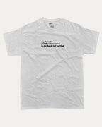 My Favorite Childhood Memory Is My Back Not Hurting graphic tee with retro and humorous print, funny and trendy graphic. Perfect for adults and gift-giving. Ash Grey shirt.