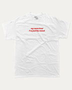 my mom tried i'm just worst graphic tee with bold and humorous print, funny and trendy graphic. Perfect for adults and gift-giving. White shirt.