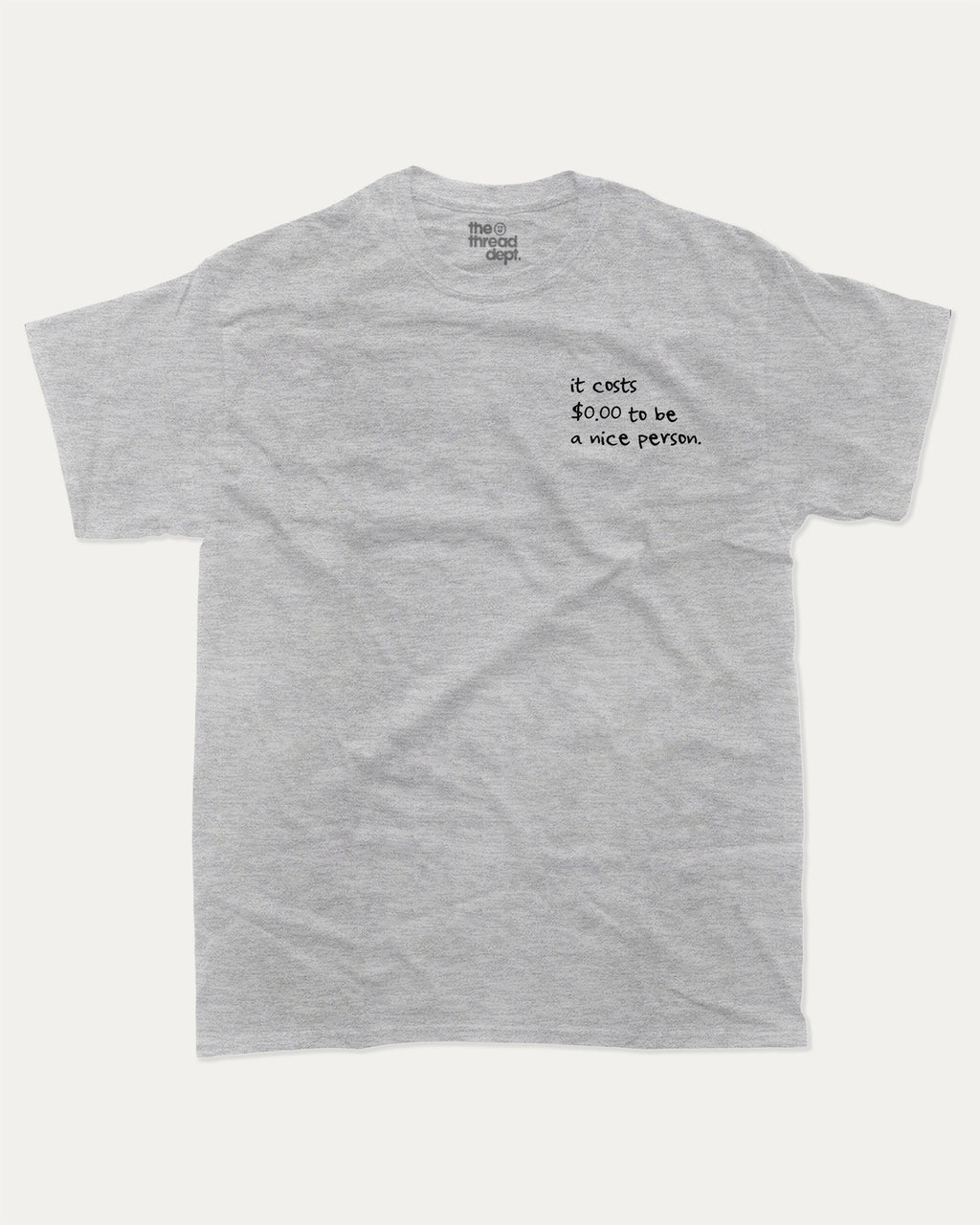 Nice Person graphic tee with bold and humorous print, funny and trendy graphic. Perfect for adults and gift-giving. Heather Grey shirt.