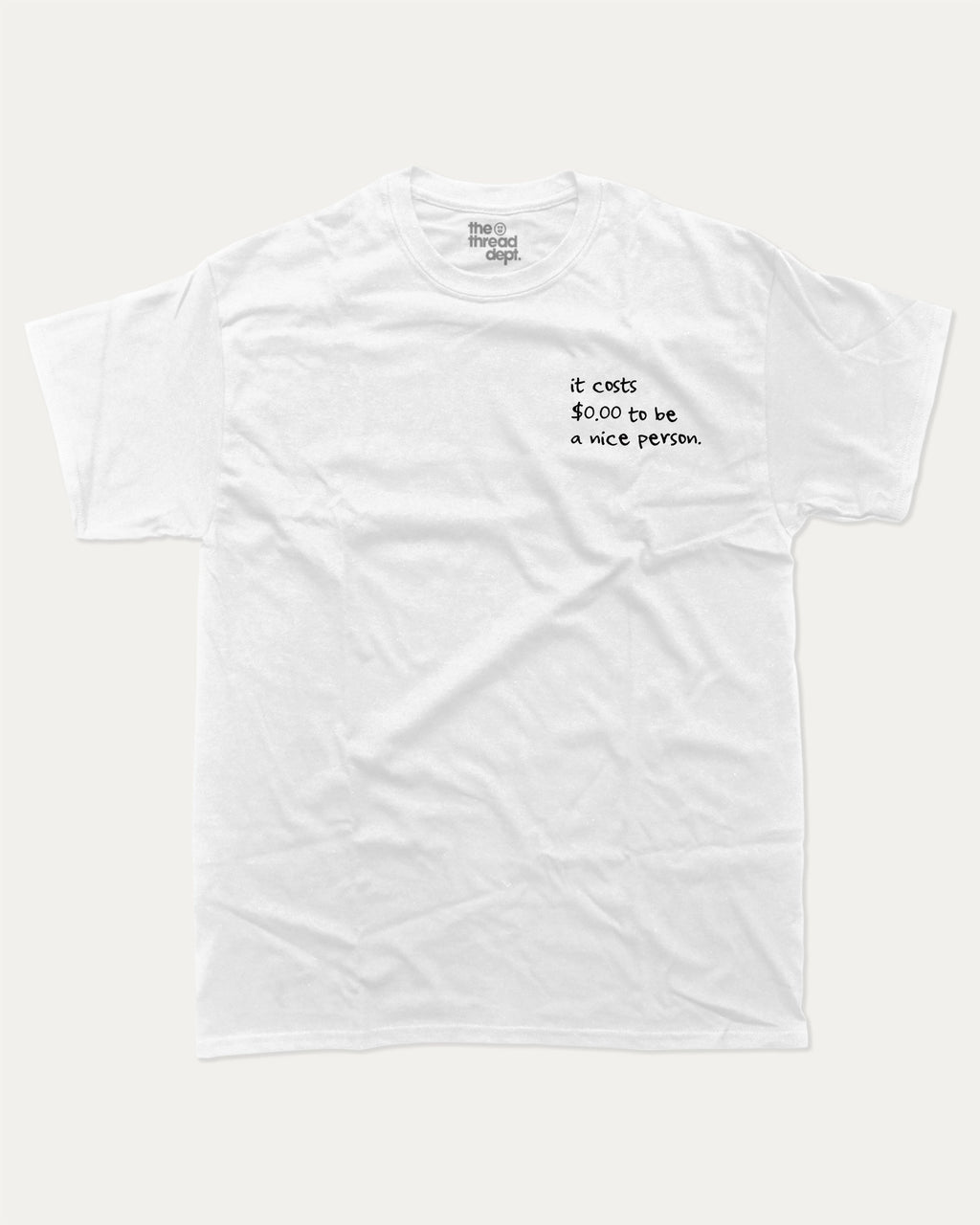 Nice Person graphic tee with bold and humorous print, funny and trendy graphic. Perfect for adults and gift-giving. White shirt.