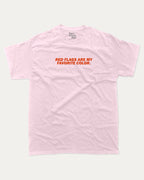 Red Flags Are My Favorite Color graphic tee with Sarcastic and funny print, funny and trendy graphic. Perfect for adults and gift-giving. Pink shirt.
