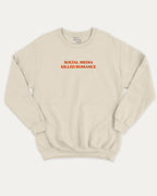 Social Media Killed Romance graphic sweatshirt with bold and humorous print, warm and cozy graphic for everyday wear. Perfect for adults and gift-giving. Natural pullover.