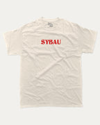 Sybau graphic tee with bold and humorous print, funny and trendy graphic. Perfect for adults and gift-giving. Cream shirt.